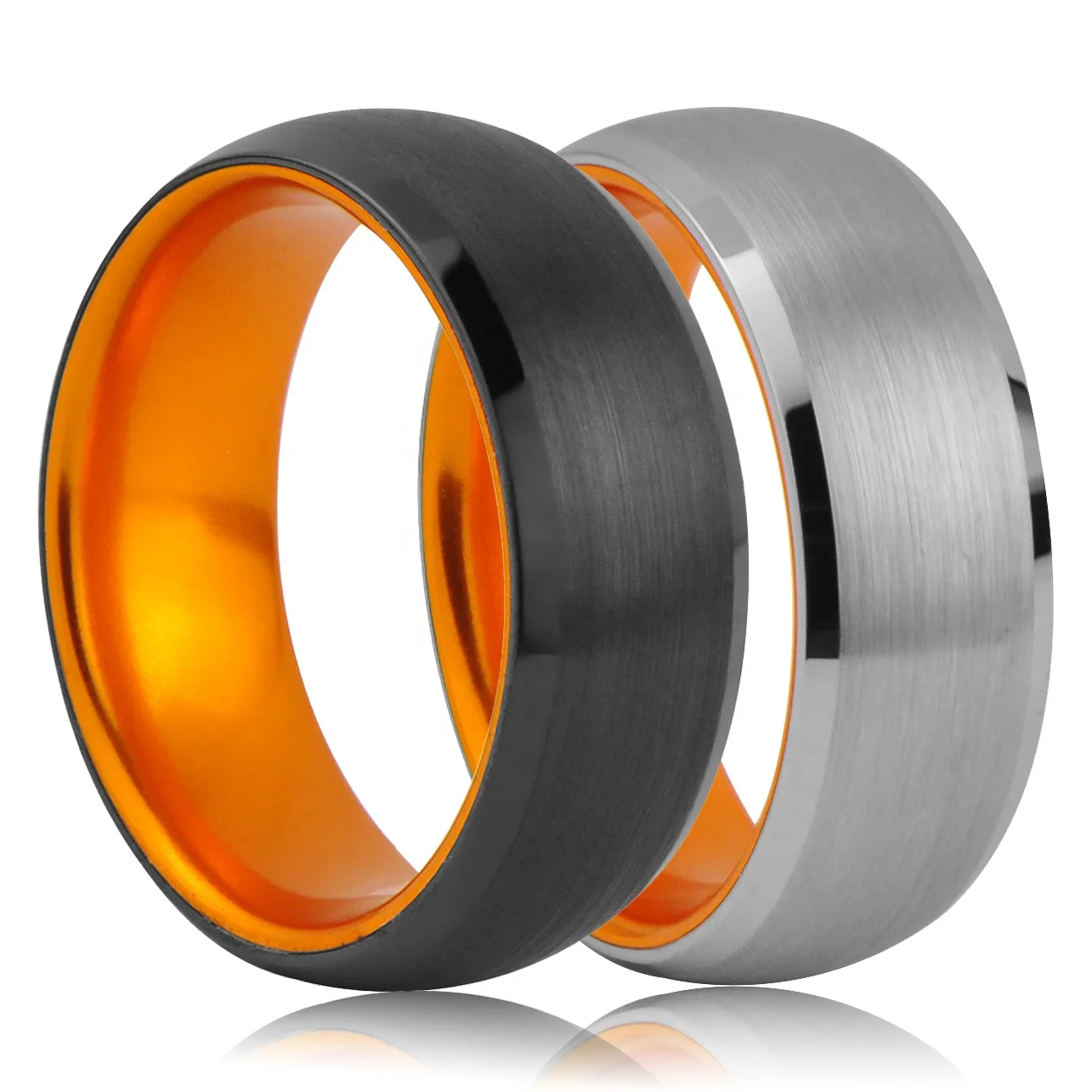 
Dome Brushed Orange Aluminium Tungsten Rings Jewelry 