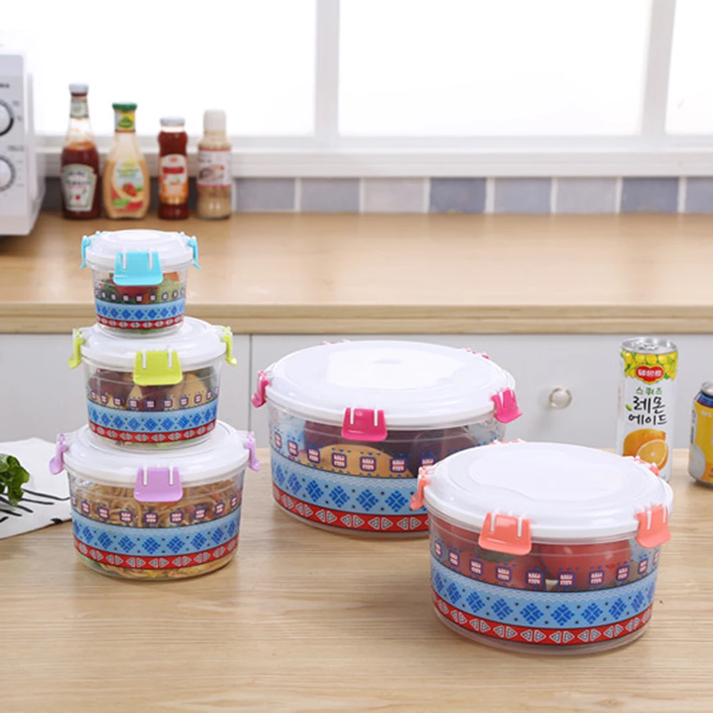 Round airtight plastic food container