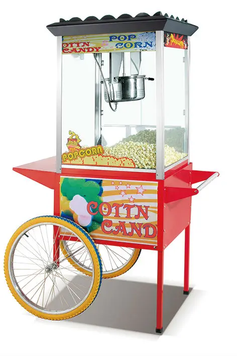 Electric  Popcorn Machine With Trolley Cart Popcorn Maker Pocorn Machine With Wheels ce