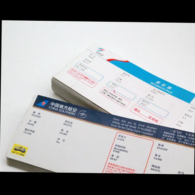 Custom airline ticket thermal paper boarding pass printing ticket raw material