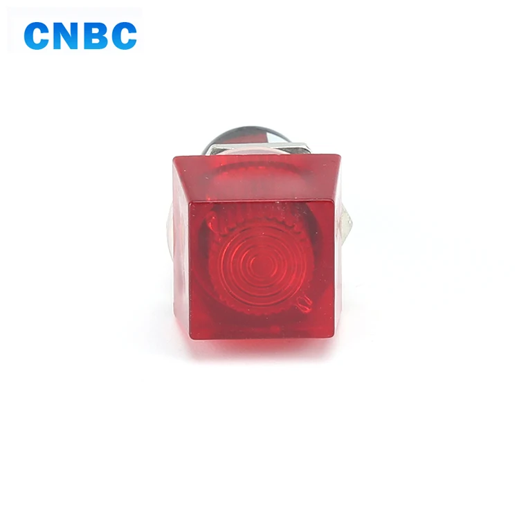 Square head 15mm high quality waterproof plastic red green 12v 120v 24v signal lamp pilot light 220v led indicator lamp