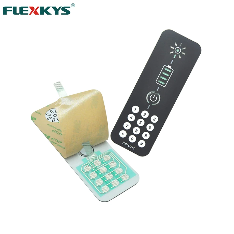 Customized poly dome button embossed non-tactile membrane switch with 3M adhesive tape