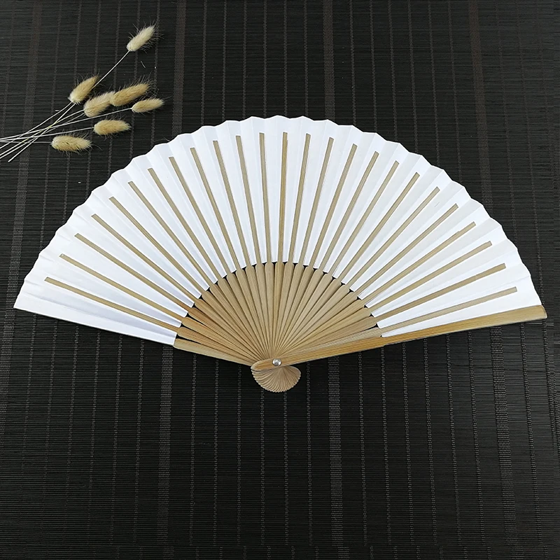 Customized Korea Hand fan 2 sides paper hand fan Bamboo Hand Fan with paper cover