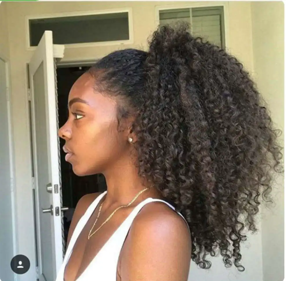 1pc 18inch Brazilian afro kinky curly Human Hair Ponytail for black women Drawstring Ponytail Natural Hair 140g