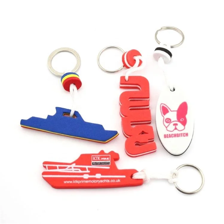 Custom logo Custom shape eva foam floating keychain keyring