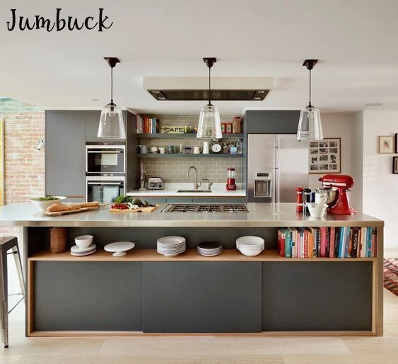 Серый деревянный шкаф для кухни, современные острова, дизайн, который вы хотите быть в кухонь
