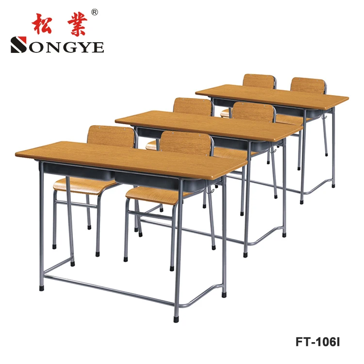 
Durable Stack-able Student Desk And Chair Double Seat School Table and Chair 