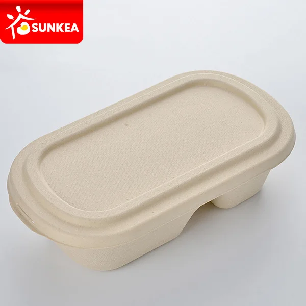 100% biodegradable compostable bamboo fiber pulp food container