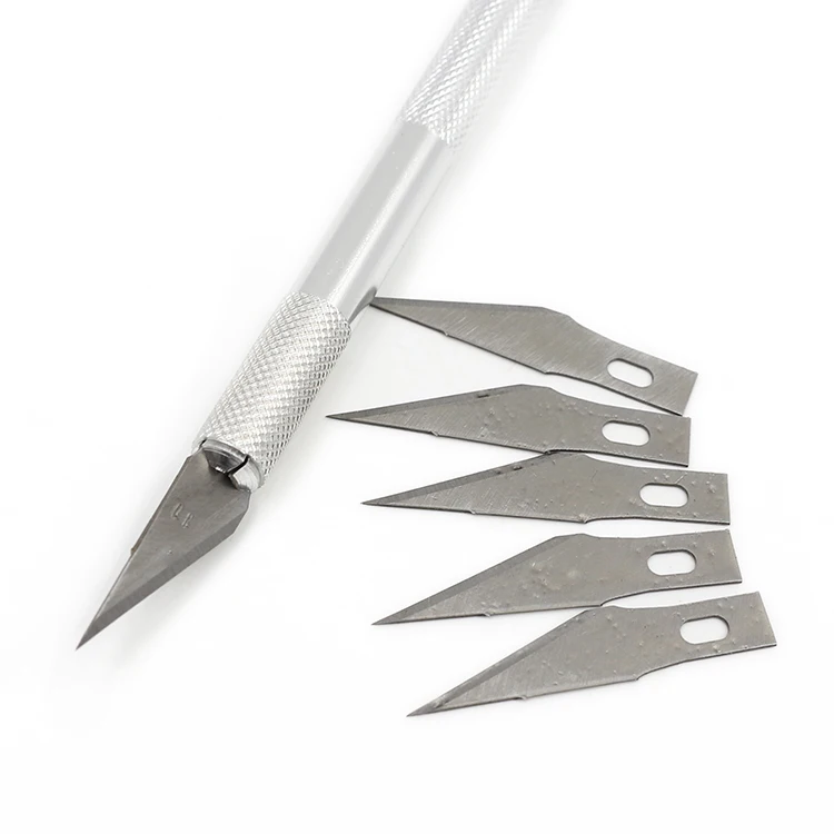 
6pcs/set Burin Carving Tools Set One Handle 5 Extra Knife With Opp Bag Packaging 