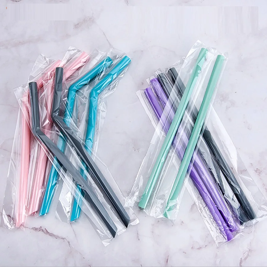 ST03 Custom Portable Reusable Folding Foldable Eco Friendly Silicone Bubble Milk Tea Coffee Cups Collapsible Drinking Straw Set