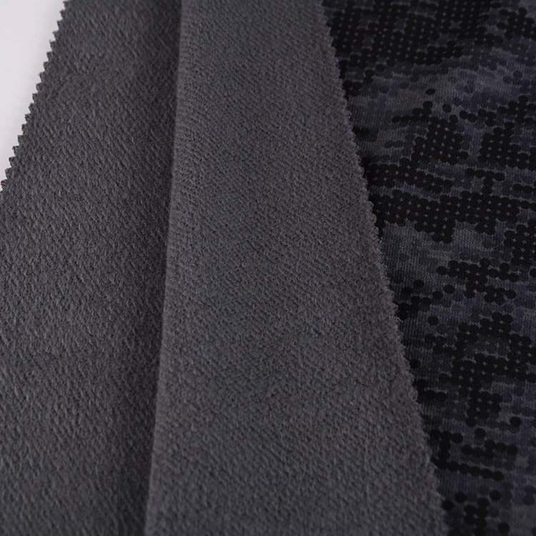 Camouflage printed cvc blend knitting french terry cloth fabric hoodie fabric