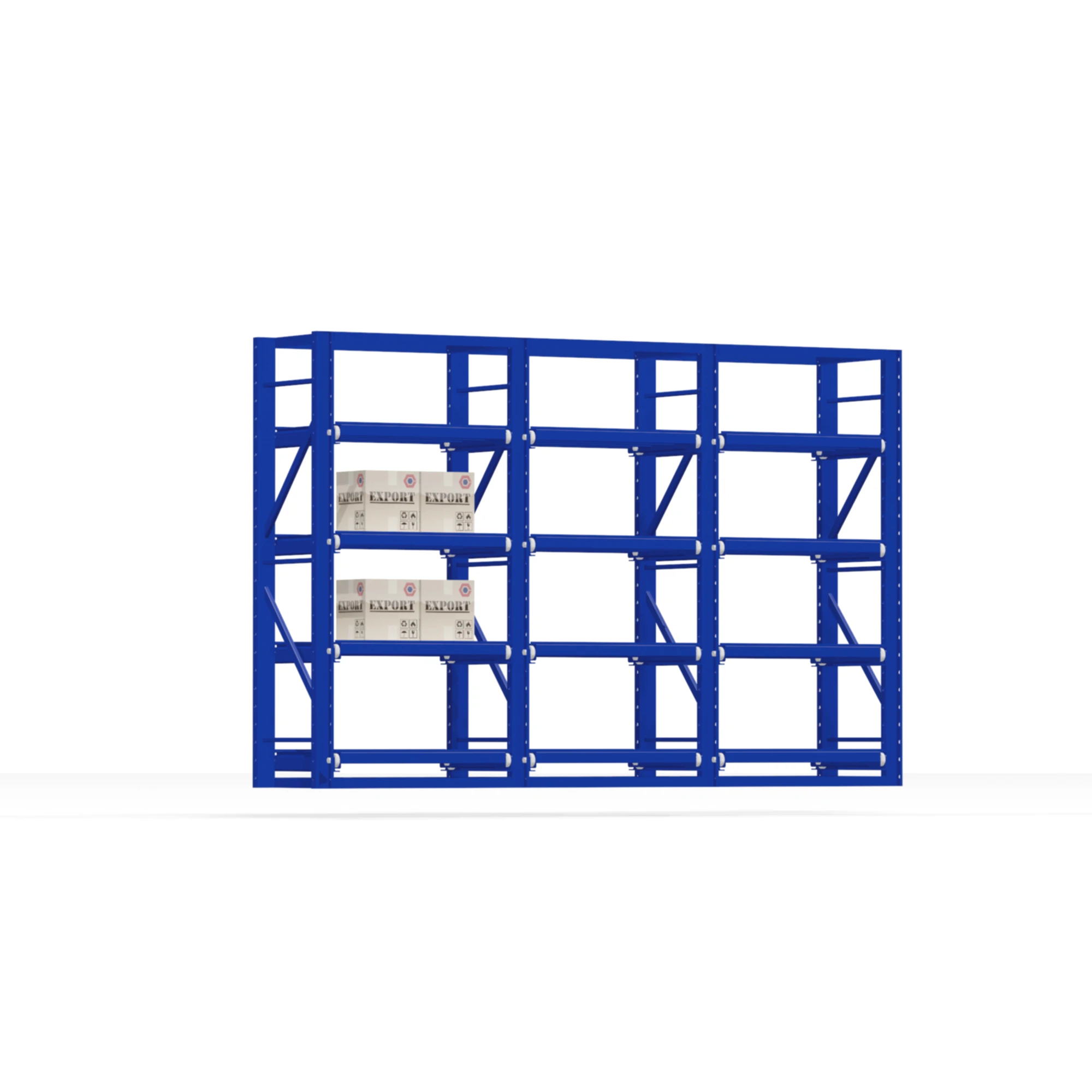 Warehouse galvanized racks with roll-out platforms