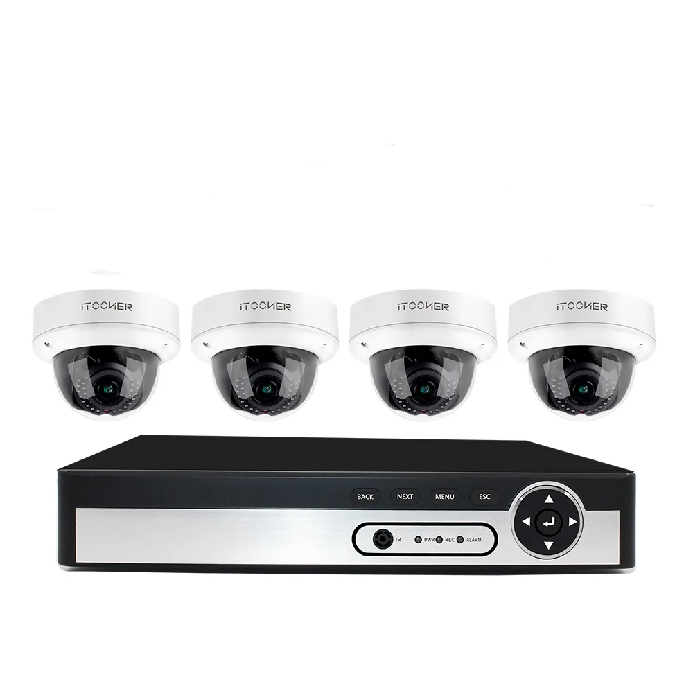 Главная безопасности CCTV наборы H.265 4CH 2MP Купол IP камера POE NVR комплект камеры скрытого видеонаблюдения