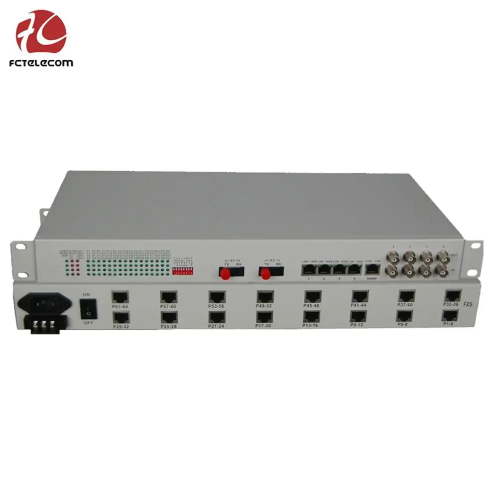 64 порта fxs/fxo и 4FE и 4E1 голос до оптоволоконный конвертер