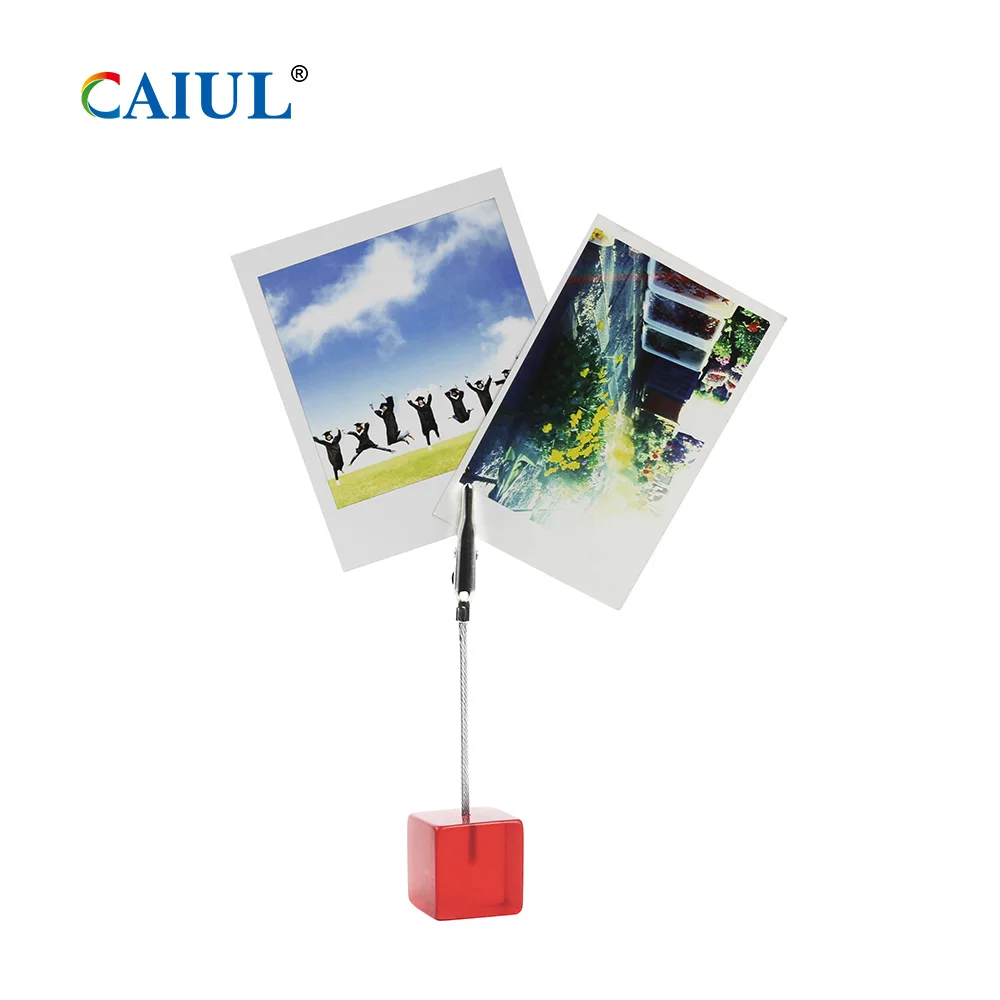 Wholesale Custom Cube Acrylic Picture Holder Tabletop Photo Memo Clip Stand Displaying Photo Stand Holder