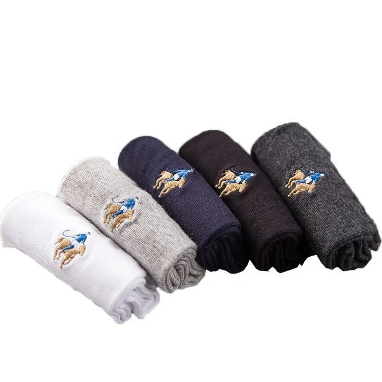 Custom logo 100% bamboo cushion crew boat sport short sock, black polo socks men