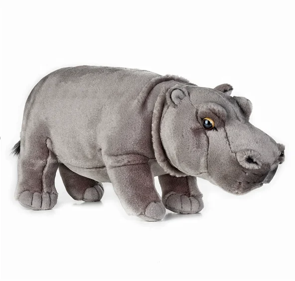 Custom Logo Printed Sleeping Plush Hippo Stuffed Soft Animal Toy