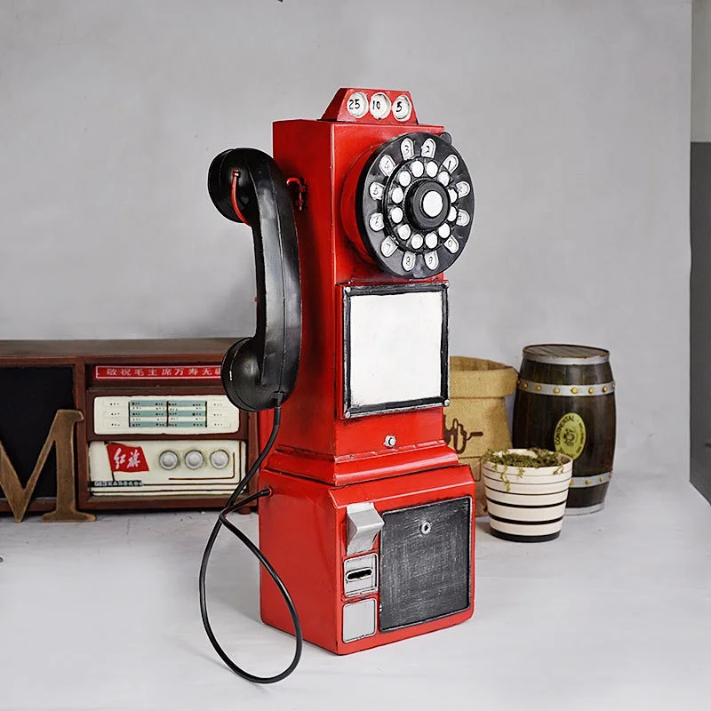 Винтажная модель телефона CY075 для домашнего декора, настенные металлические подвесные украшения, ретро домашние фигурки, миниатюрное украшение для телефона
