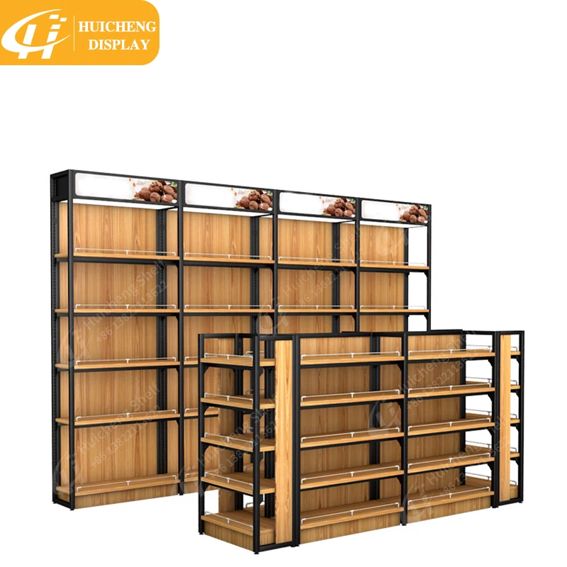 Customized Supermarket Wooden Shelf  rack display racks gondola shelving Supermarket Shelves