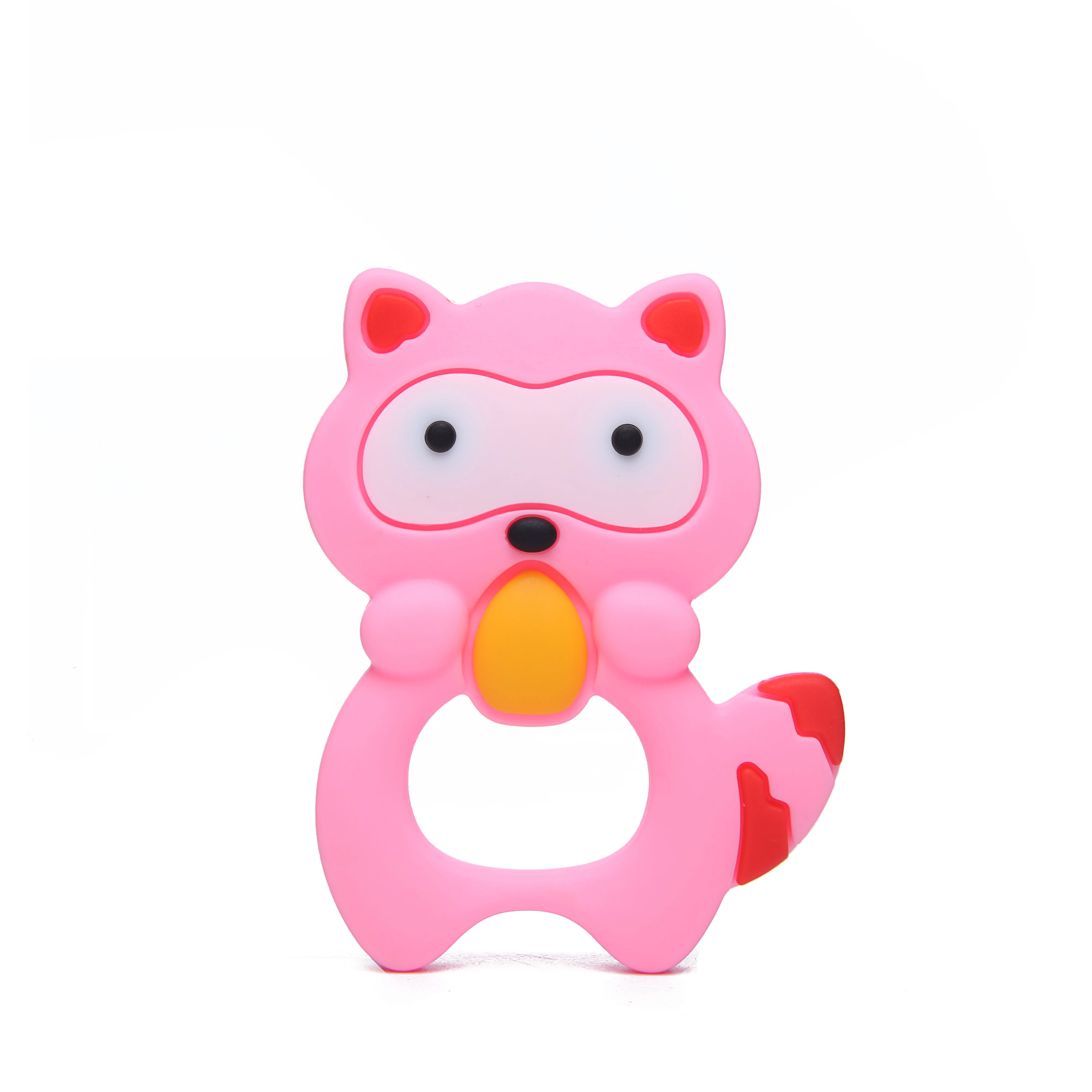 Wholesale new custom cute food grade silicone baby squirrel teether bpa free toy with box