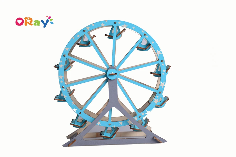 DIY Wooden Creative Model Toy Kits 3D Jigsaw Puzzles Laser Cut Natural Wood Ferris Wheel