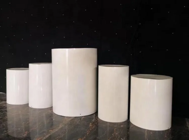 White Metal Round Display Plinth Wedding Pedestal Columns