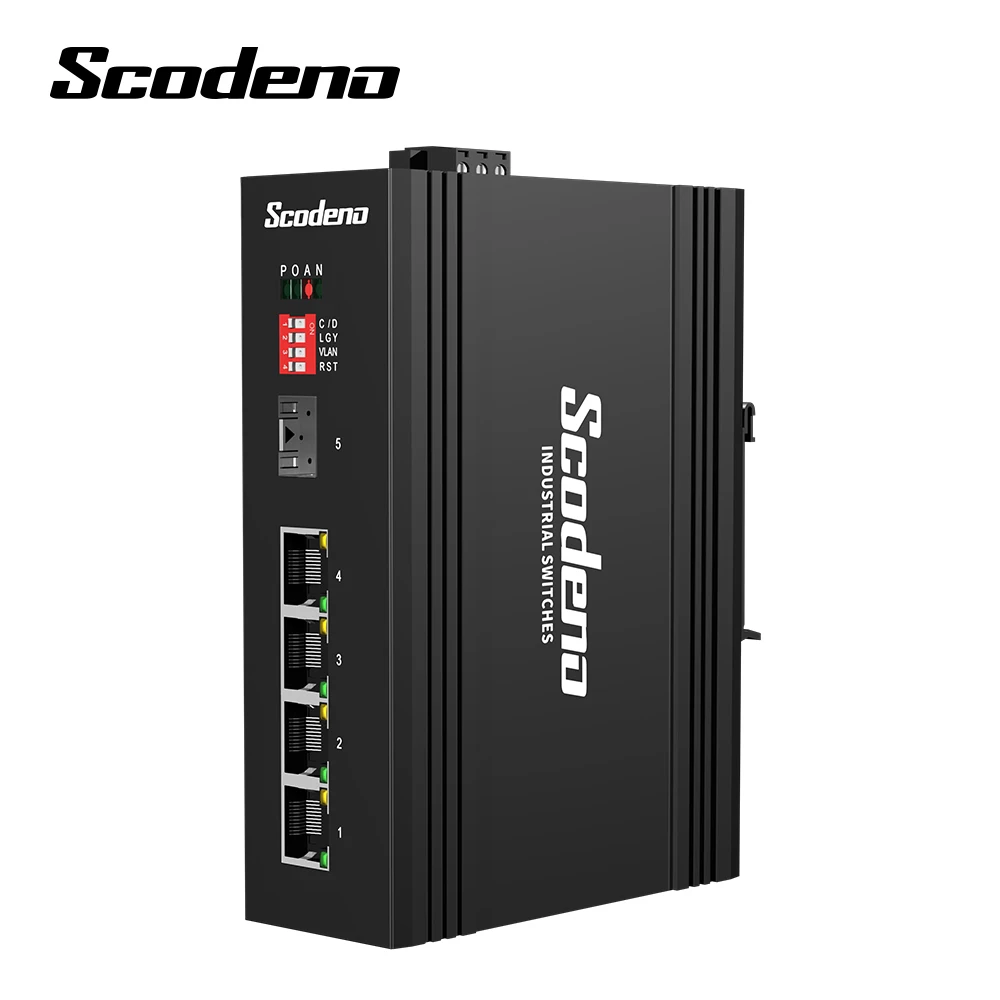 RoHS RJ45 Fiber Optic 1 SFP 4 Ports Industrial Switch with WatchDog