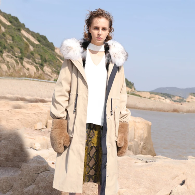 New Arrival Real Fur Coat Jacket Women Breathable Long Sleeve Liner Dermal Grass Warm Fur Lined Parka Real Fur Coat