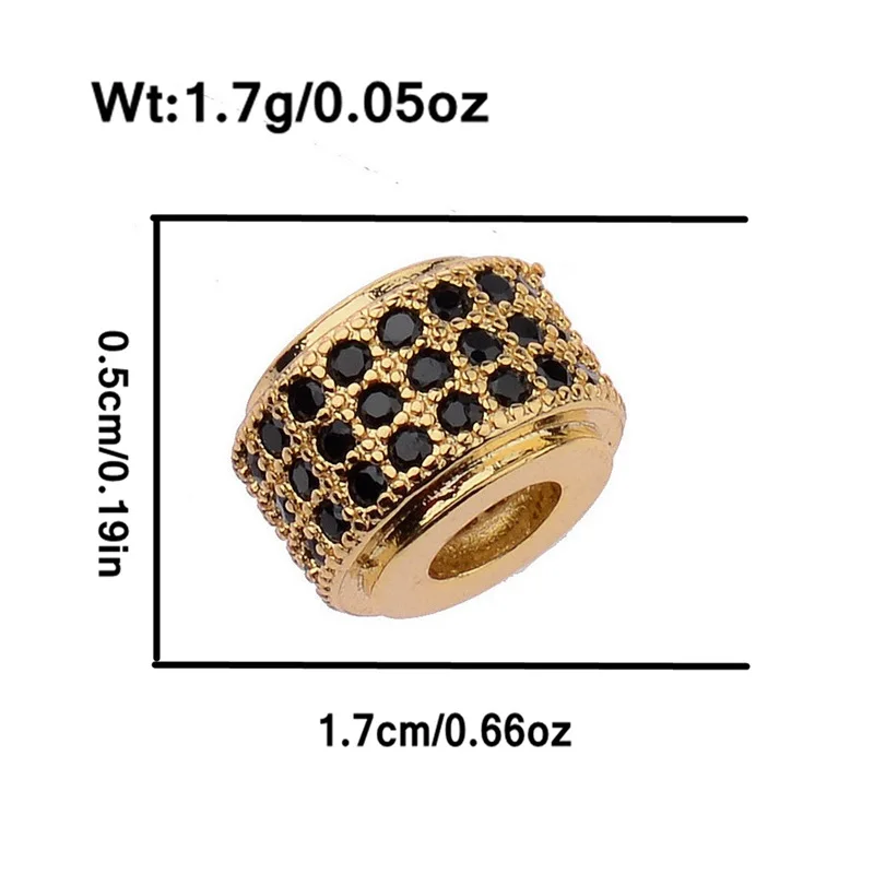 Micro pave spacers black diamond wheel beads zircon micro-inlaid zircon bracelet necklace jewelry accessories