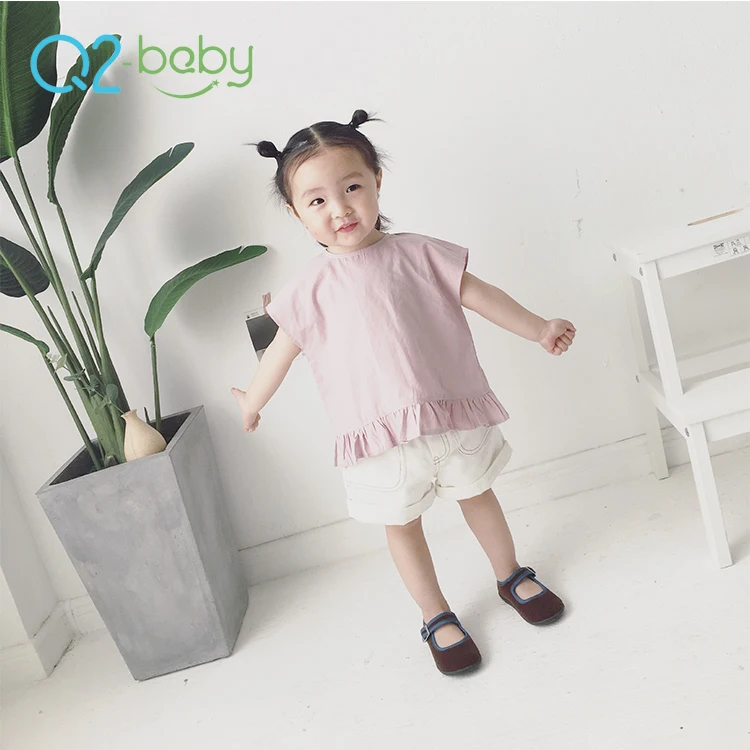 
Q2-baby New Back Button Kids Clothes Custom Made Baby Ruffle Blouse Shirt 