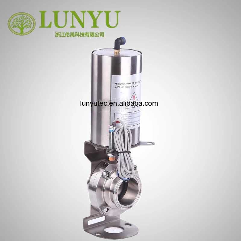 
Stainless Steel Sanitary Pneumatic Butterfly Valve with Position Sensor 