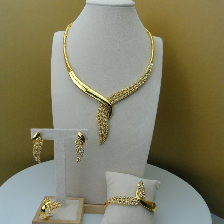 Yuminglai 2019 Unique Design Fashion Jewellery Set Luxury African Ladies Jewelry sets Dubai Jewelry Sets FHK5857