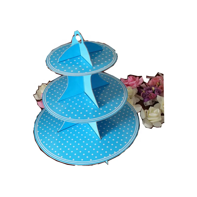 3 Tier Disposable Round Afternoon High Tea Wedding Cupcake Display Cardboard Paper Cake Stand