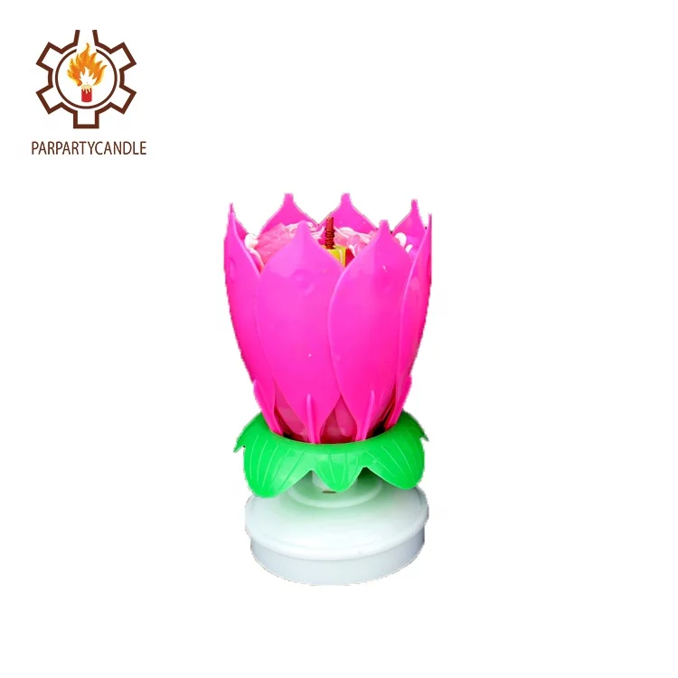 Wholesale Happy Rose lotus Music flower birthday candle
