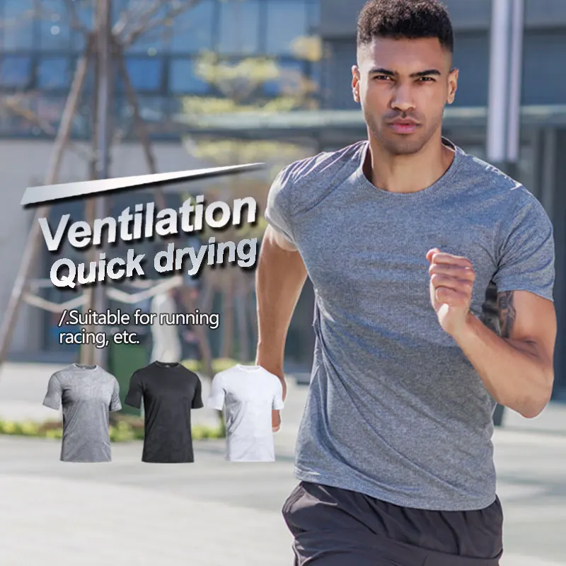 cheap sports t-shirt for men 100% high quality blank milk silk workout wear customized