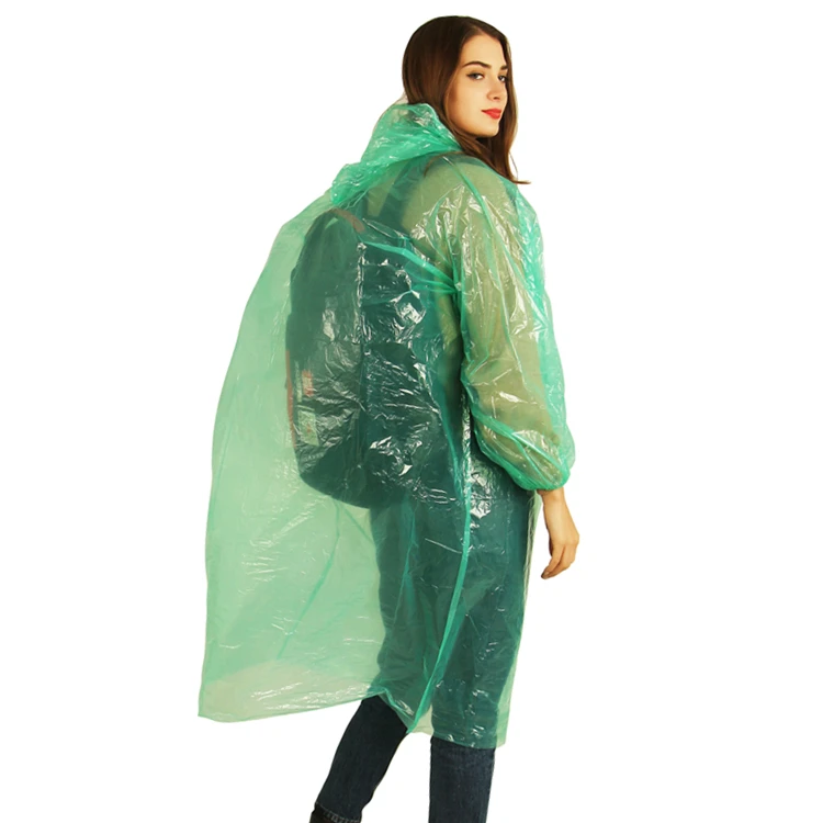 Rain Proof Transparent Coat Throwaway Rain Poncho PE Transparent Disposable Raincoat