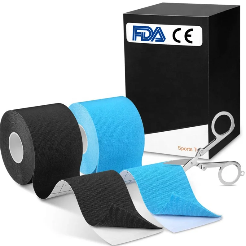 
OEM Custom Logo Print Pre Cut Sport Athletes Water Resistant Cotton Support Kinesiology Muscle Tape 