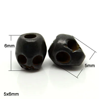 Бусины в форме головы черепа ручной резки 5x6 мм, бусины в виде черного черепа для изготовления ювелирных изделий