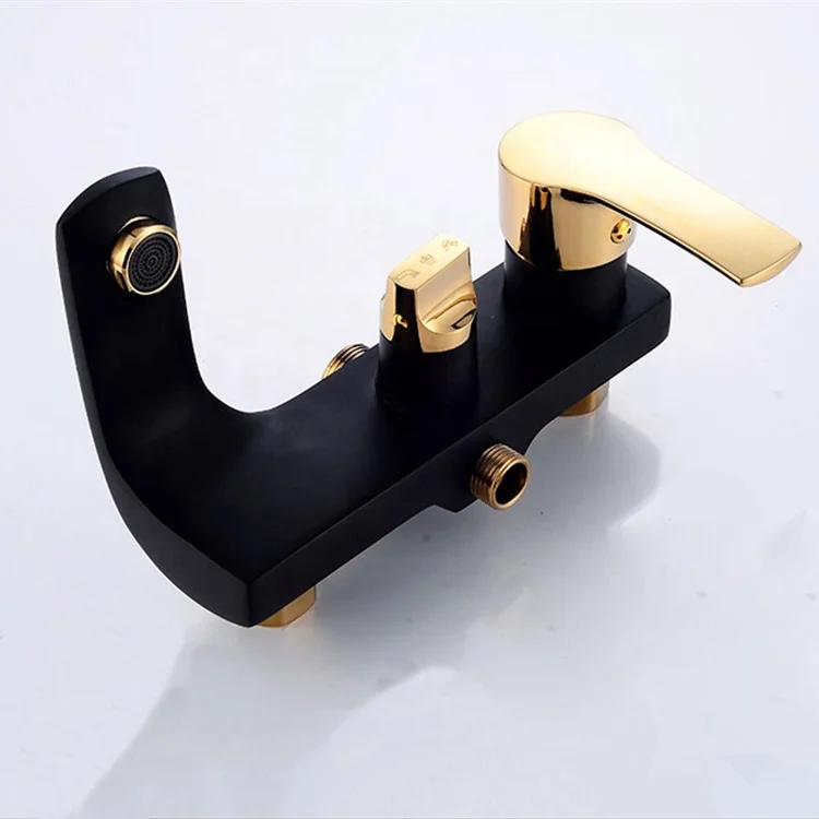 
Bathroom 5 Hole Bathtub Golden Surface Mounted Shower Faucet 