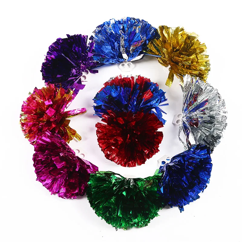 
32cm Metallic solid color Cheering Squad Spirited Fun Cheerleading Kit stick handle Cheer Pom Poms 