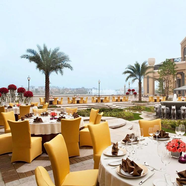 Золото спандекс свадебный банкет крышка стула лайкра крышка 4-способ растянуть