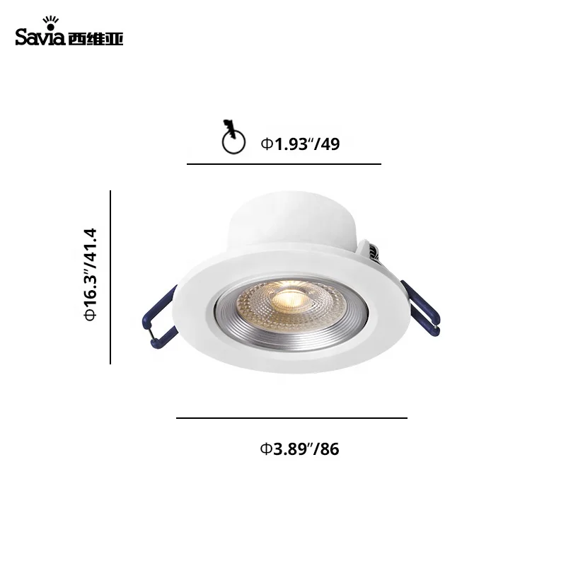 
Savia round recessed ceiling light 220-240V LED 5W IP65 waterproof plastic downlight for bathroom/kitchen living room 