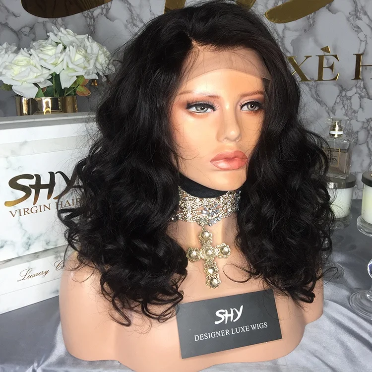 2019 Hot Sale Wholesale Brazilian Hairs Loose Wave Natural Black Virgin Cuticle Aligned Hair Human Lace Wig Wtih Baby Hair