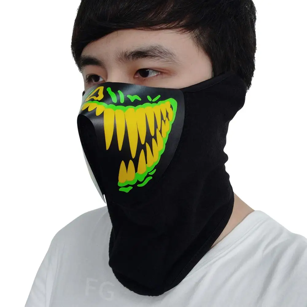 Halloween Mask Music LED Light Up carnival Mask Sound Activation Flashing Luminous Cool Party Mask