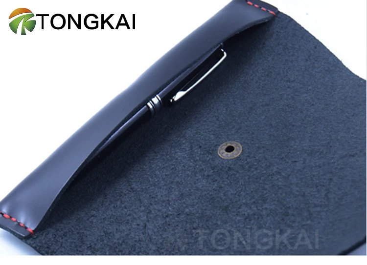 genuine Leather pen loop Handmade with Logo Embossed custom pu leather pencil case