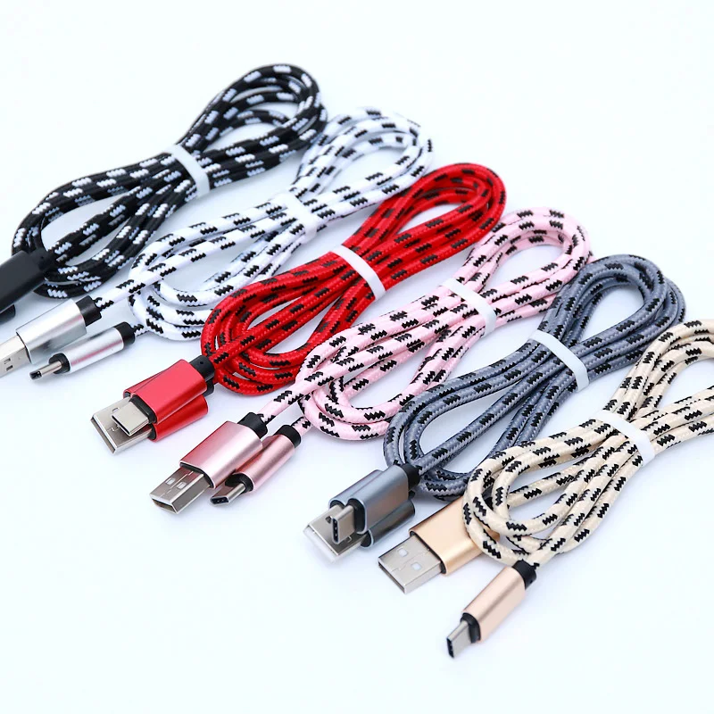 
Nylon Braided Micro USB Cable Custom Logo USB Charger Cable For Android Mobile Phone 