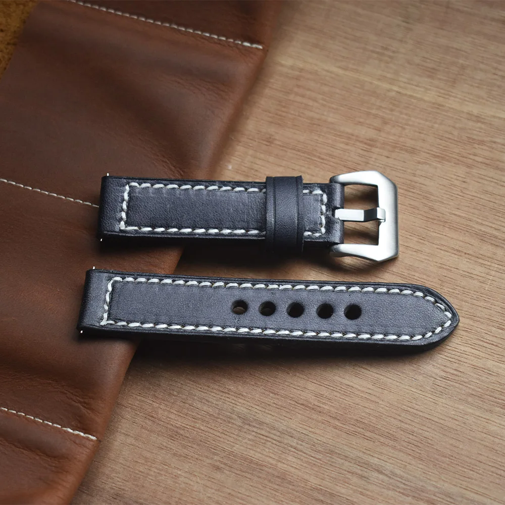 Premium best leather watch bands blue vintage genuine leather watch strap