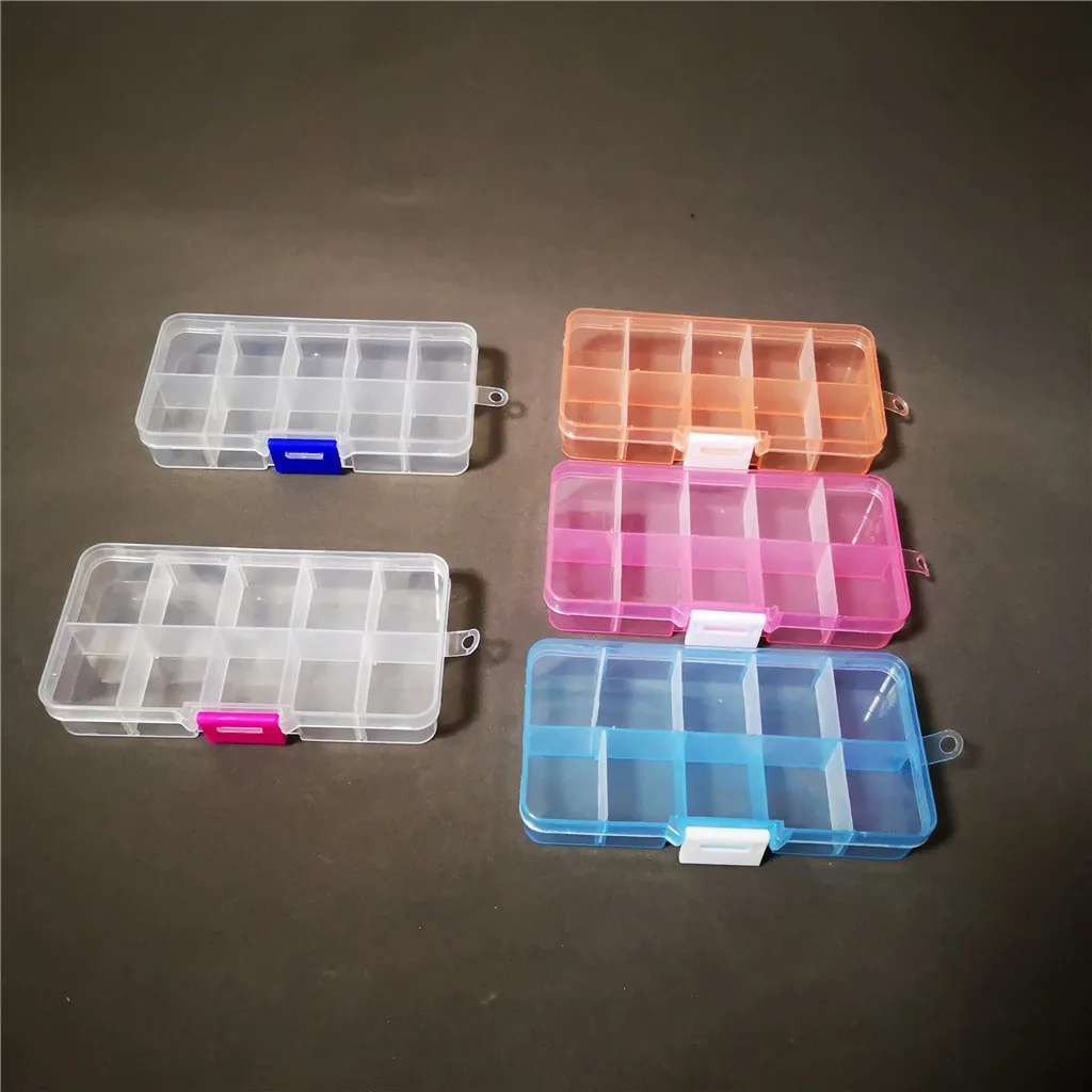 10 compartments square plastic storage box with adjustable divider