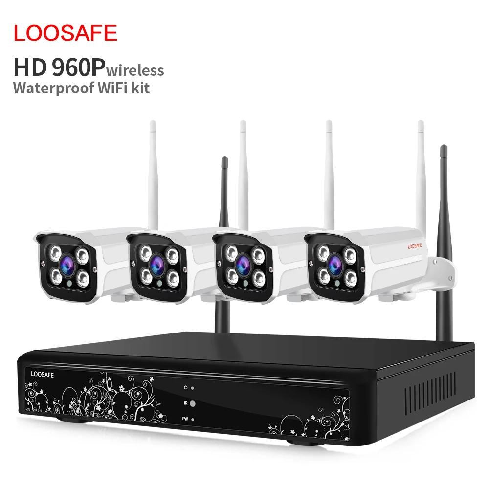 Loosafe 4-канальный комплект 960 P открытый дом surveillancewireless камеры видеонаблюдения системы безопасности