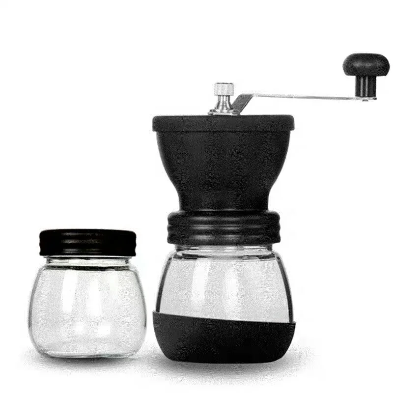 
BM155 Kitchen Accessories Manual Coffee Grinder with Ceramic Burrs Hand Coffee Mill with Two Glass Jars 